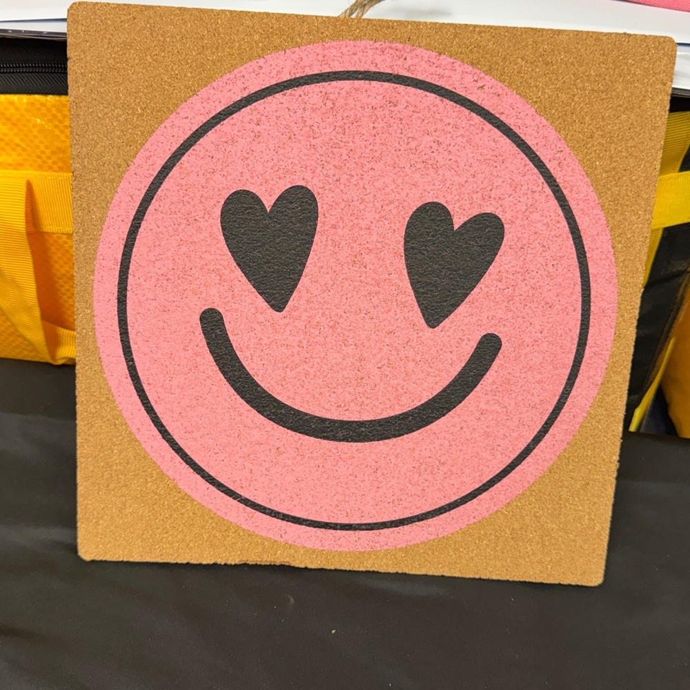 Pink Smiley Face Cork Board for Kids